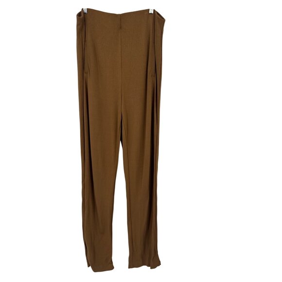 Chicos 2.5 Womens Camel Brown ponte knit Pants Size 14 pockets elastic waist - Picture 1 of 4